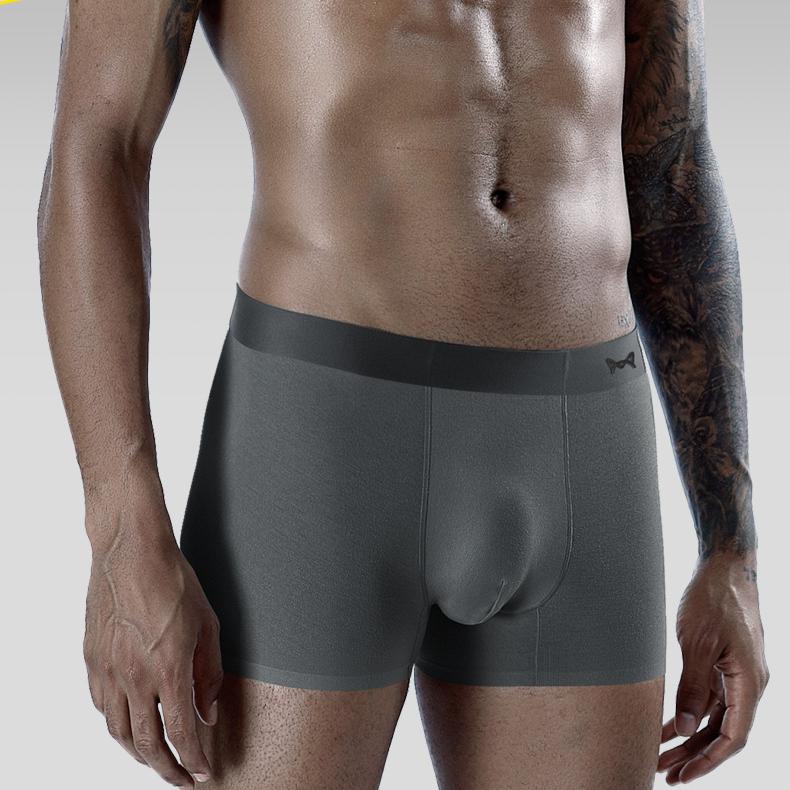 3 buc Lenjerie intimă fără cusături pentru bărbați Lenjerie intimă cu patru colțuri de culoare uni pentru bărbați Lenjerie intimă cu colț plat Toamnă și iarnă Lenjerie intimă respirabilă Boxer Brief