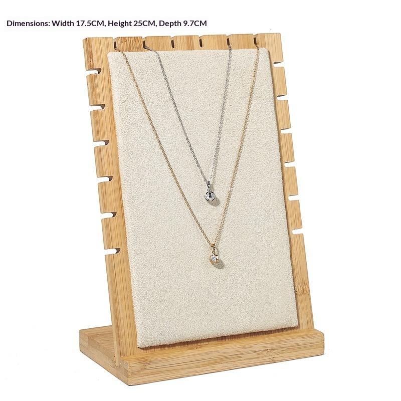 Bamboo and Wood Necklace Display Stand, Pendant Stand, L-shaped Vertical Jewelry Stand, Removable Jewelry Display Board, Jewelry Display Props