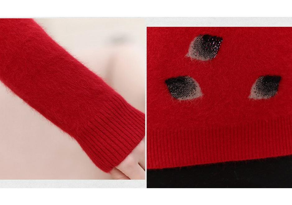 Women's Plus Size Knit Sweater - Velvet Thickened Base Layer for Middle-Aged & Elderly, Autumn/Winter Loose Fit.
