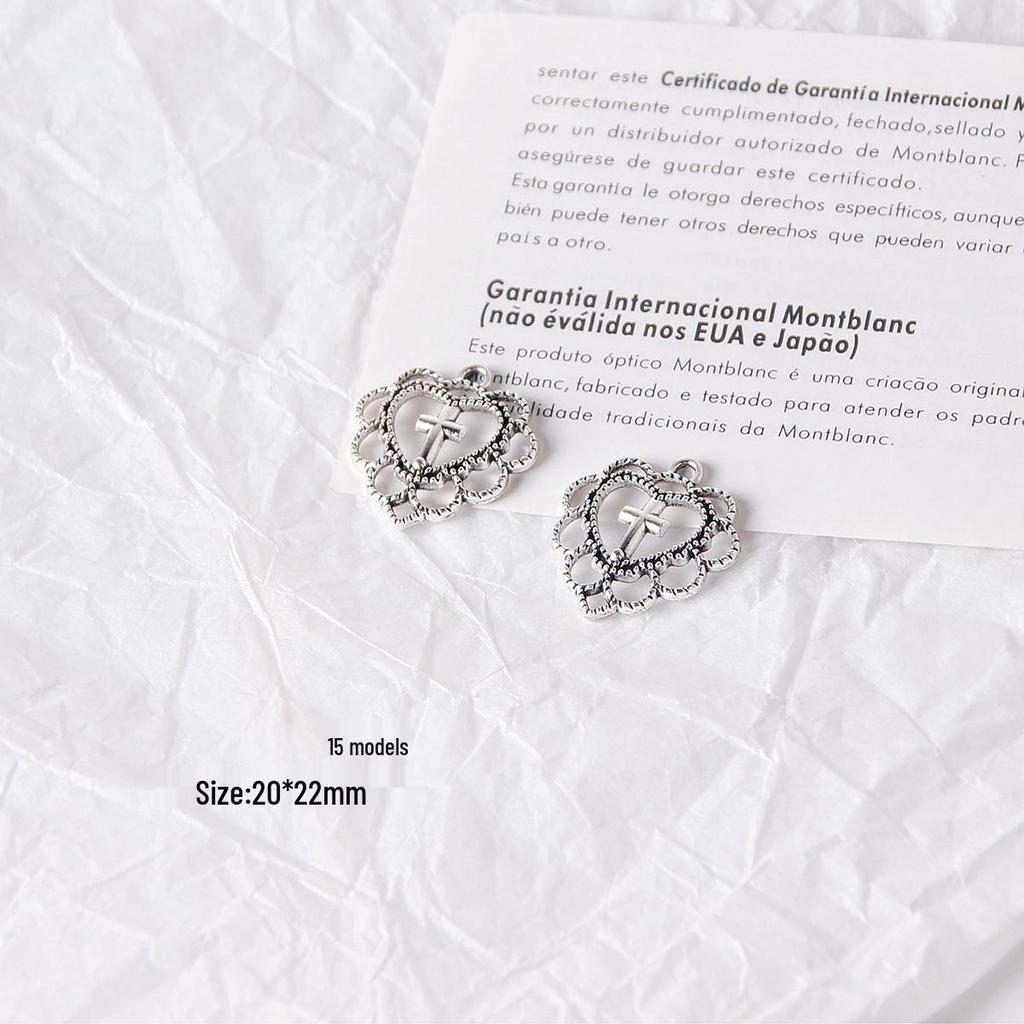 Retro Heart & Flower Pendant Earrings - Handmade Accessories