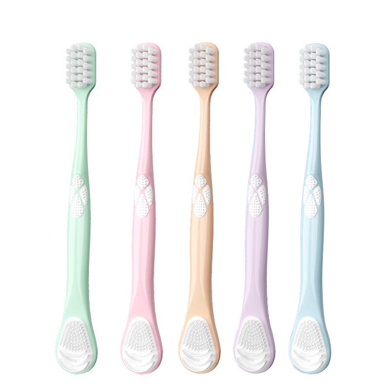 Dual-Use Soft Bristle Toothbrush & Tongue Scraper for Adults – Oral Cleaner