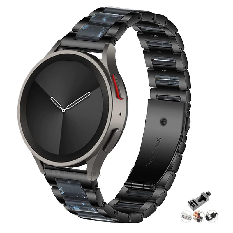 Pulseira de metal + resina de 20mm 22mm para samsung galaxy watch 5 pro 4 3 pulseira clássica 40mm 44mm 42mm 46mm 45mm active 2