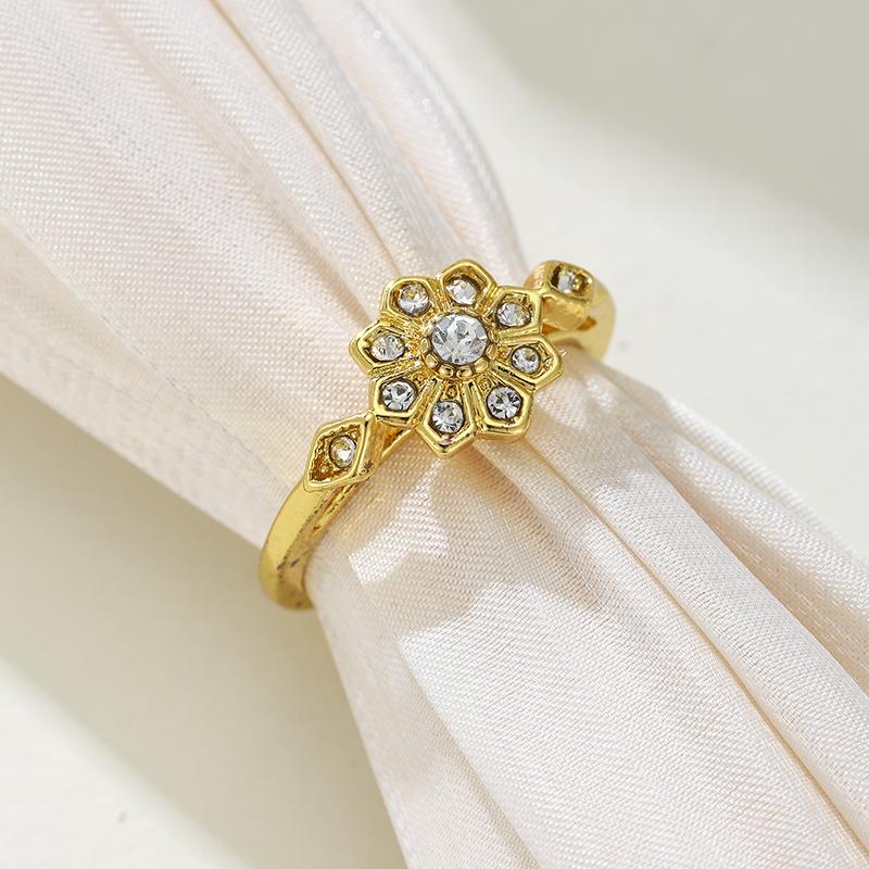 Fashion Classic Inlaid Zircon Flower Style Ring, Suitable for Women's Simple Design, Daily Party Jewelry Gifts