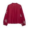 2025 Spring Women's Embroidered Long-Sleeve Round Neck Shirt