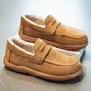 Platform Boat shoes Men's Loafers Winter Shoes Slip On Warm Fleece Low Top Snow Boots Plush Flat Moccasin Fur Lined Casual Shoes