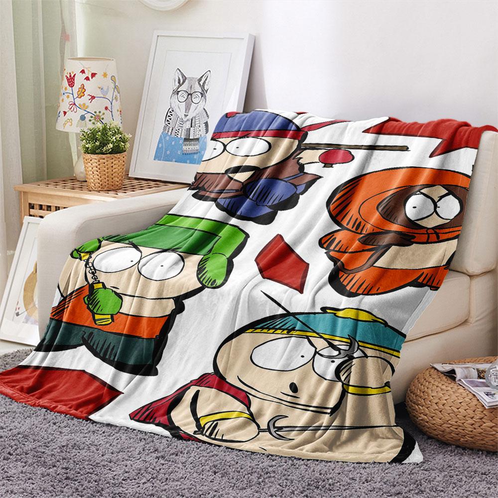 South Park Cartoon Printed Flannel Blanket, soft throw for bedroom sofa, washable, fan merchandise, great gift.