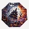 1pc Halloween Haunted Castle Auto Folding Umbrella, Sturdy And Durable Automatic Folding Umbrella with 8 Ribs, Convenient for Outdoor Use139