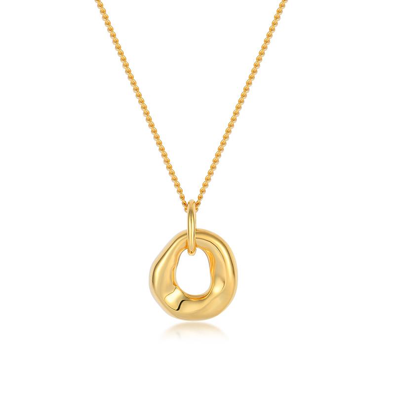 Harmony Irregular Sterling Silver Necklace with 18K Gold-Plated Pendant – Luxury Jewelry for Women S925 Silver
