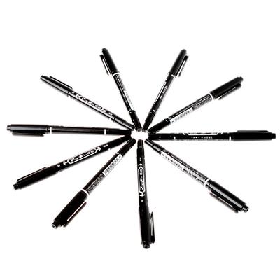 10 pçs/set Caneta Marcadora de Tatuagem Oleosa Cabeça Dupla Caneta Marcadora Preta Marcador de Ponta Fina/Grosso