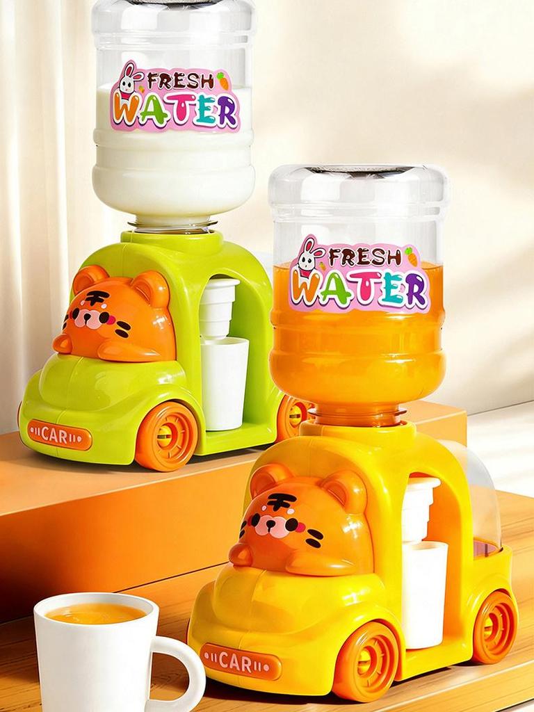Cartoon Car & Dinosaur Mini Water Dispenser, Press Type Pretend Play Water Drinking Toy for Kids