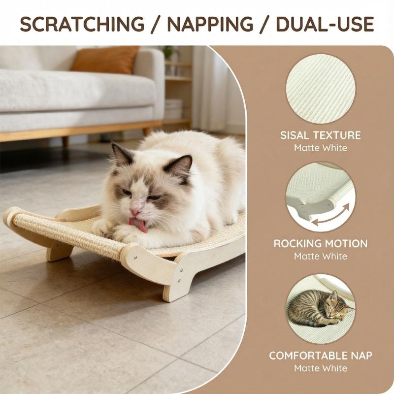 Big Size Scratch Pad And Relaxation Bed Combined Sisal Top Wooden Bottom Comfortable For Large Animals