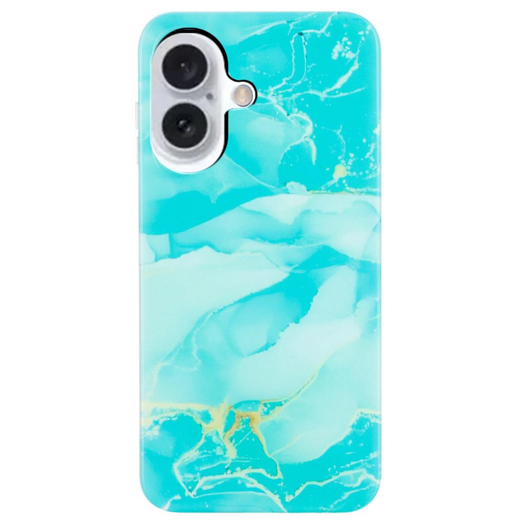For iPhone 16 TPU Case Marble Pattern Print Protective Phone Cover