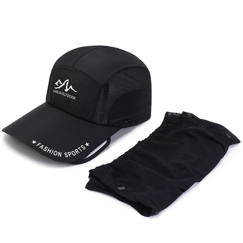 Detachable Neck Protector Sunscreen Baseball Cap with Telescopic Brim for Men & Women