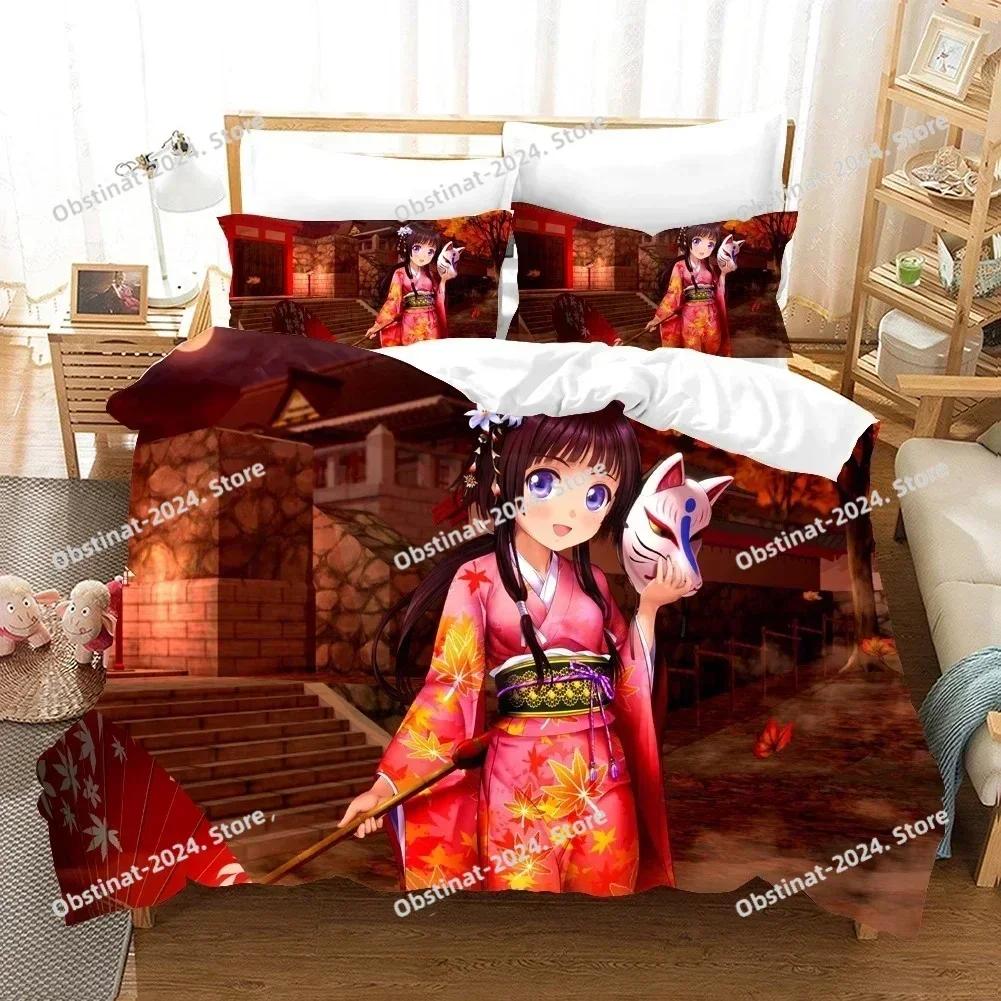 Top Anime Girl Bedding Set Cartoon Fashion 3D Print Comforter Luxury Queen King Single Duvet Cover Set Home Textile Decor Modern