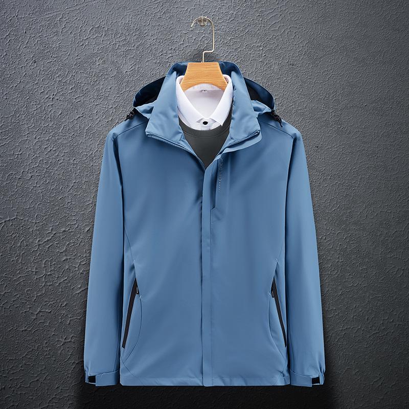 Spring & Autumn Outdoor Windbreaker, Detachable Hood, Solid Color Jacket for Men & Women