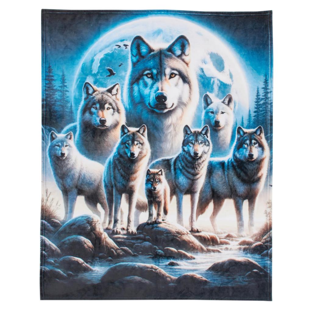 Wolf Deken Wilde Dier Wolf Print Fleece Deken Zacht Lichtgewicht Warm Flanellen Plaid voor Beddengoed Bank Tweepersoons King