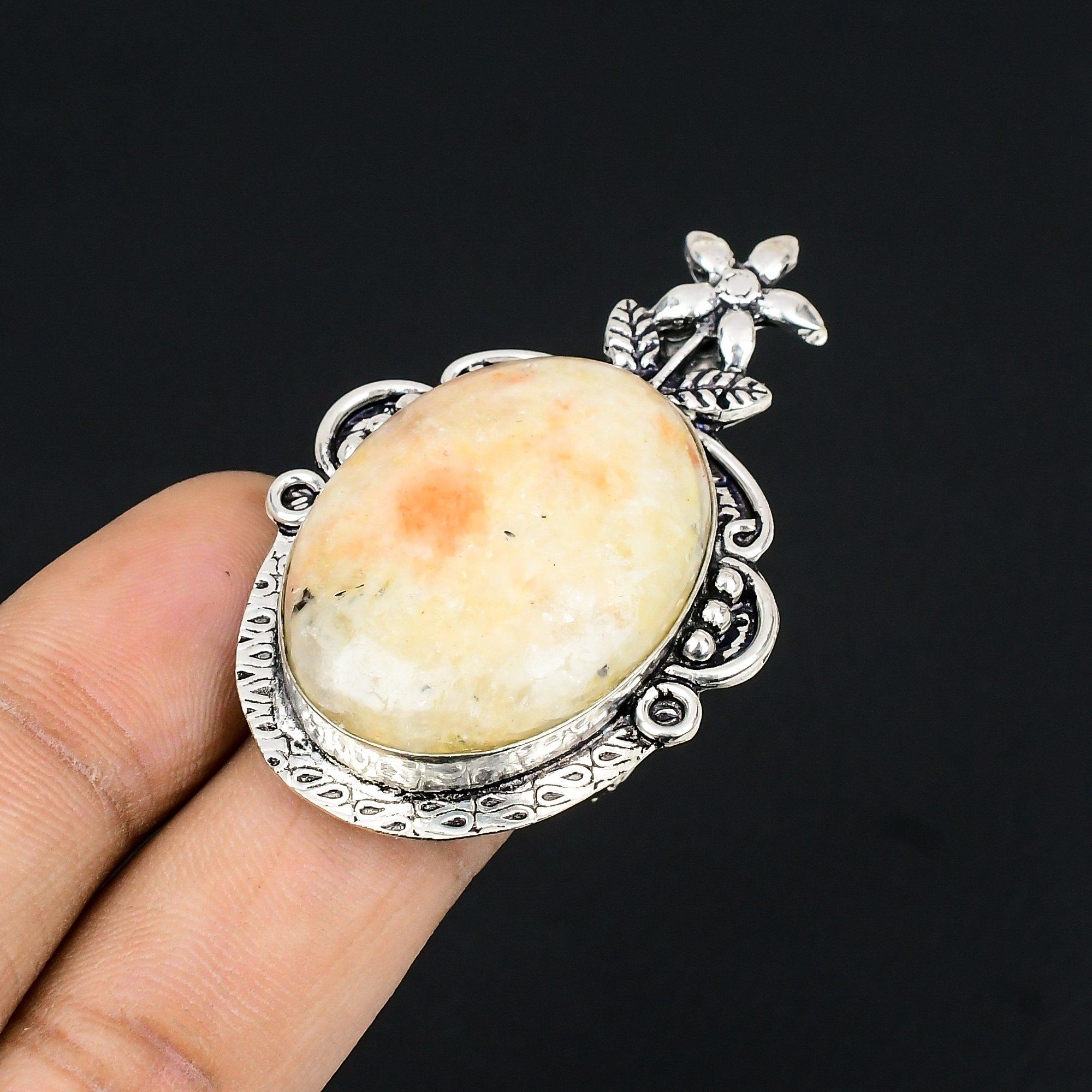 Sterling Silver Sunstone Gemstone Promise Flower Stackable Ring Jewelry Size 7.5 7.5