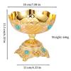 European Fruit Plate,Inlaid Gem Alloy Exquisite Luxury Hollowed-Out Shape Tall Feet 18cm Tray,Food Snack Disc,Wedding Decoration