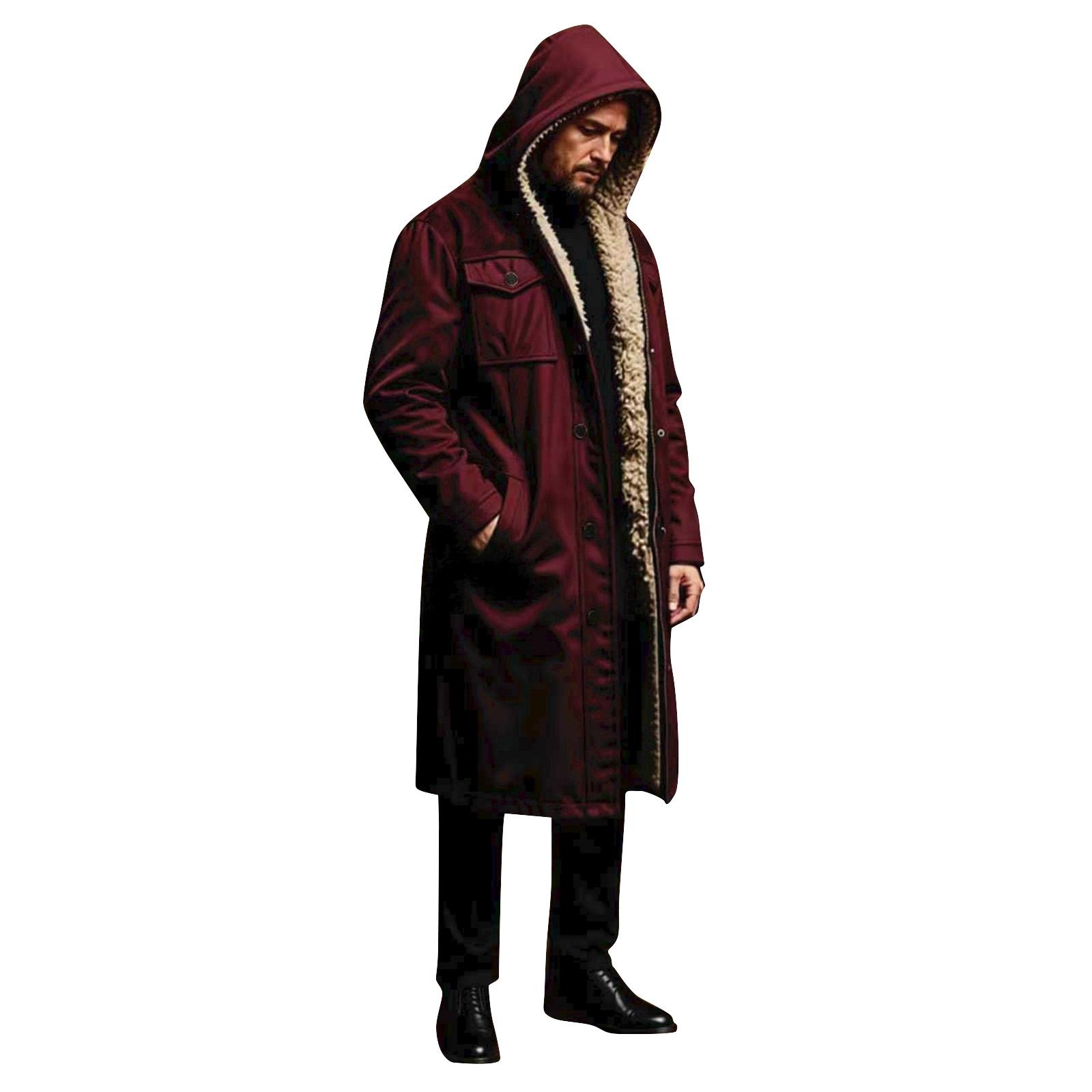 

Men s Solid Color Button Pocket Work Wear Plus Jacket Men s Casual Long Coat XL