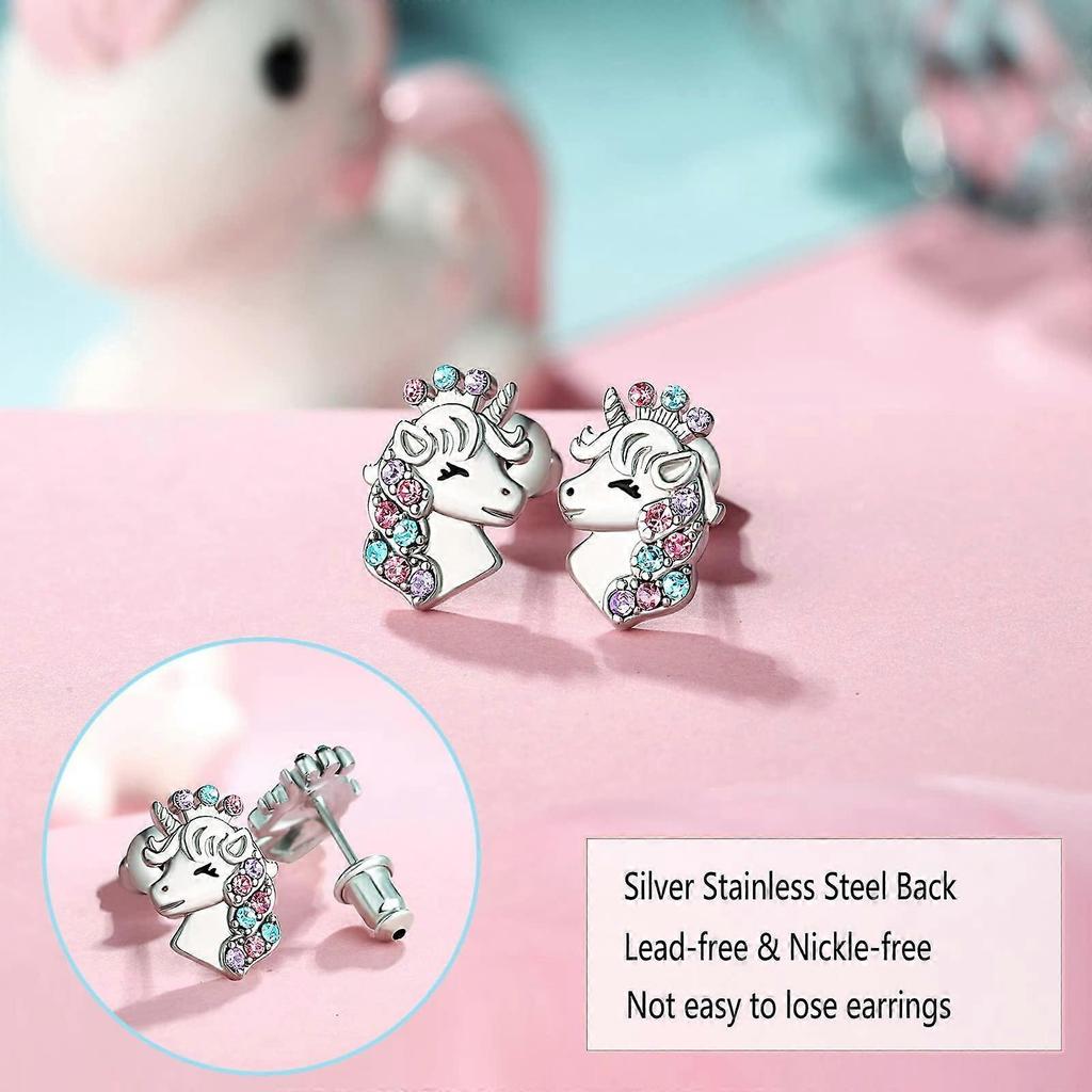 Emlimny Silver Stud Earrings for Hypoallergenic CZ Lovely woman for woman Birthday Party