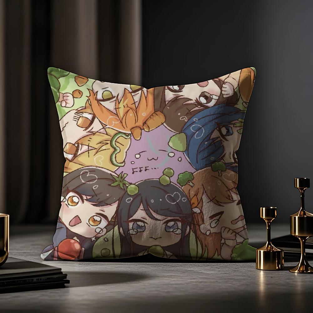 Project Sekai Anime Young Cushion Cover Anti-dustmite Pillowcase Invisible Zipper Silky Short Plush Sofa Cushion Cover