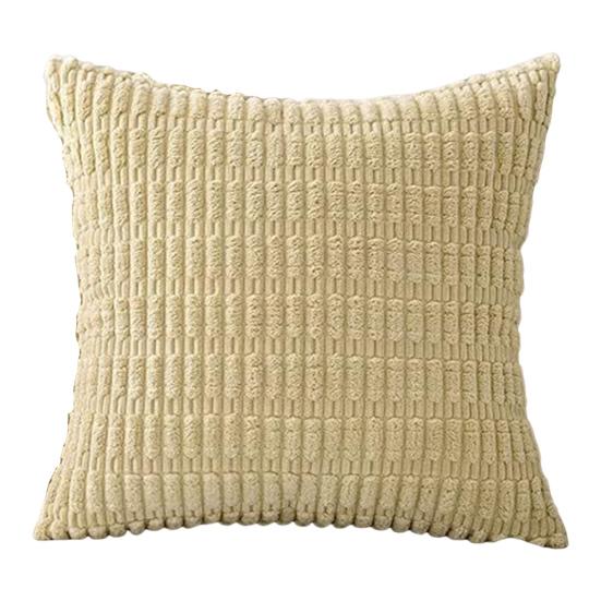 Corduroy Pillowcase Solid Color Hidden Zipper Wheat Ear Grain Texture Square Shape Bedroom Living Room
