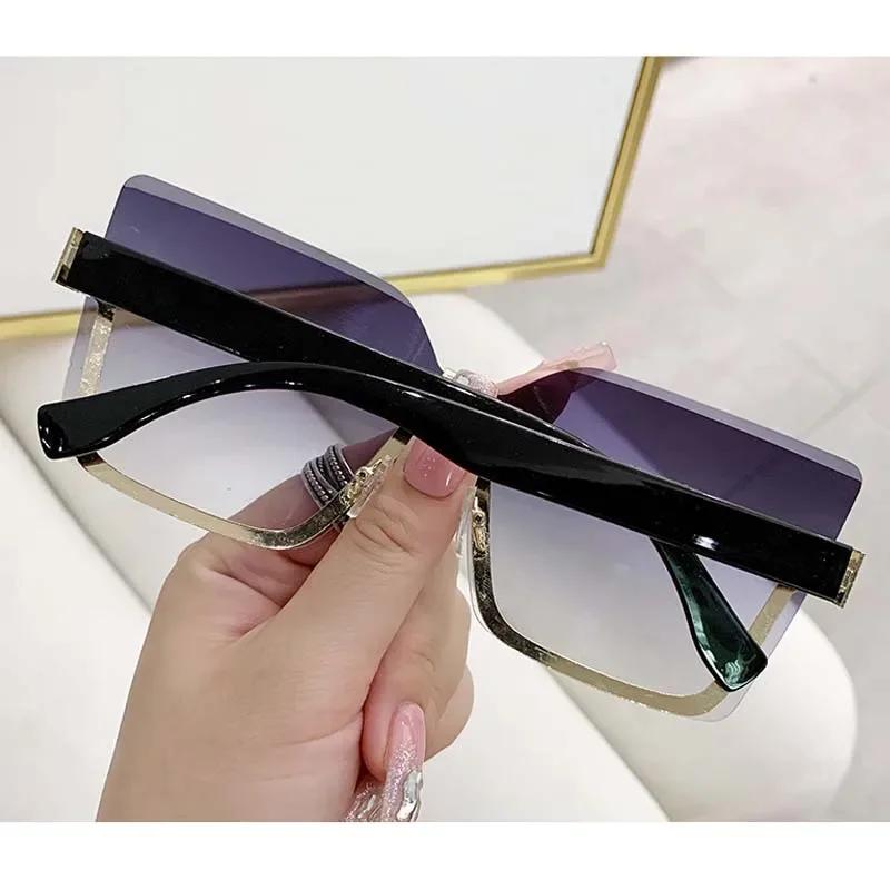 Lovely Rimless Square Sunglasses Women Men Designer Brand Sun Glasses Female Male Casual Gradient Mirror
