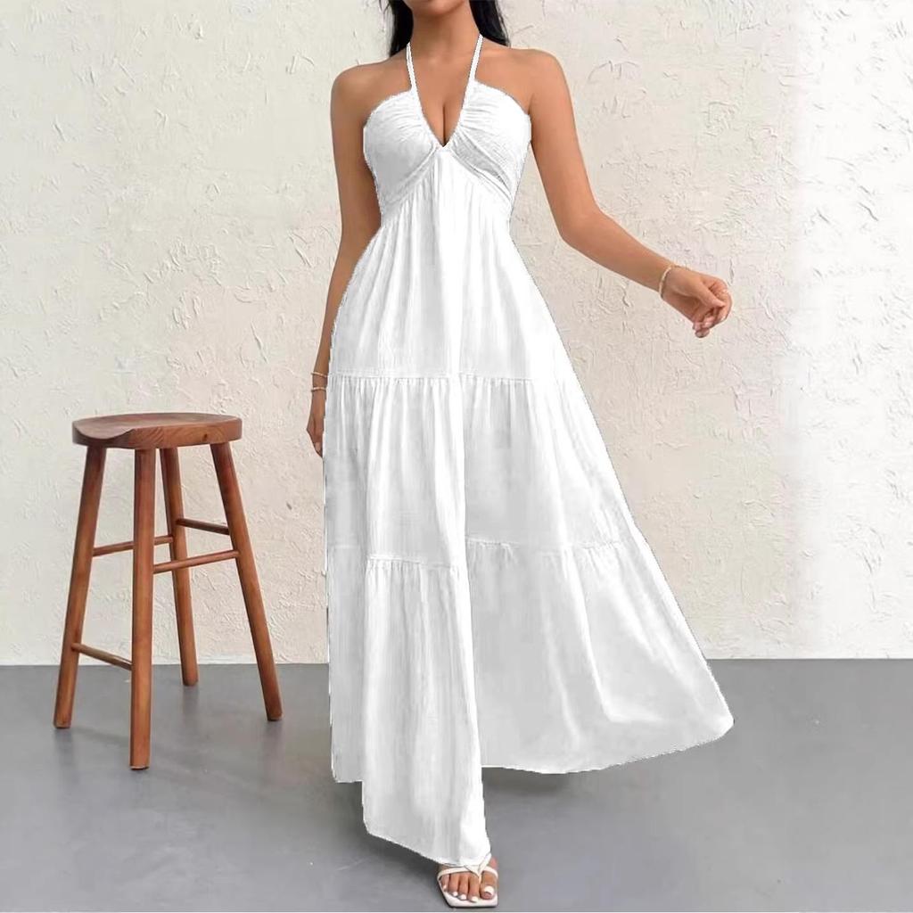 Abito da Sposa e Festa Bohemien Profondo Scollo a V Sulla Spalla con Cintura per Donna