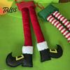 Christmas Gift for Men Elf Legs, Santa Legs Hanging Ornaments, Plush Stuffed Xmas Car Pendant, Home Door Frame Decor Fun Holiday Mirror, Handle, Party