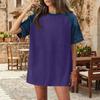 Women's Denim Patchwork Top, Casual Short-sleeved Comfortable T-shirt, Fashionable For Spring And Summer.
