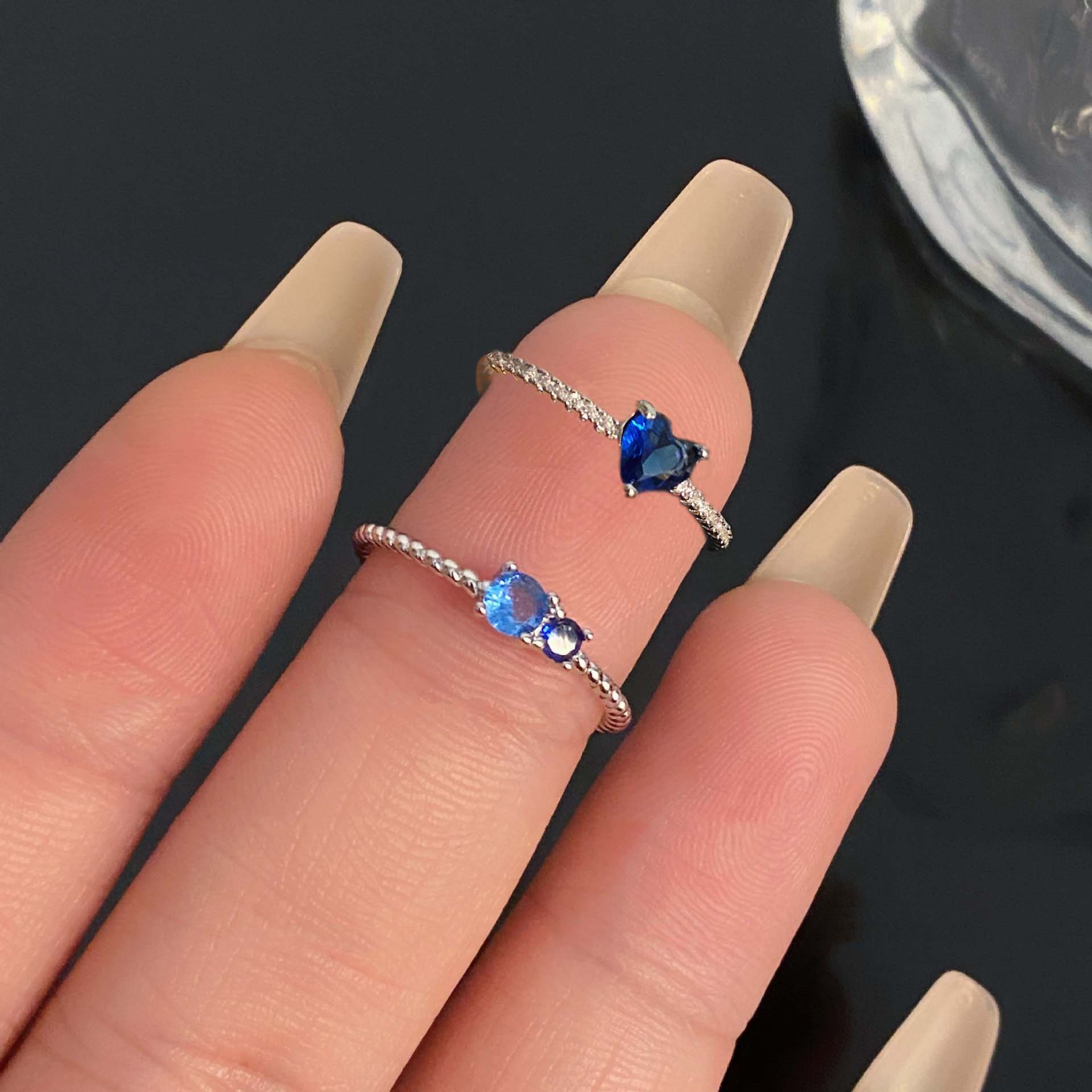 

Новое кольцо с синим кристаллом любви и цирконием, ниша Джокер, открывающаяся, регулируемая, для женщин, праздничная вечеринка, свадьба, подарки