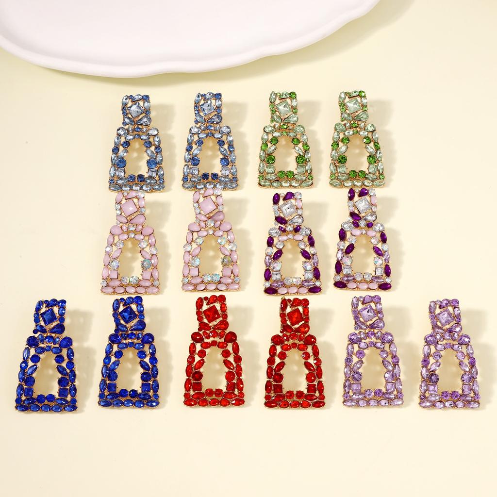 Geometric square diamond-set party niche fashion trend versatile temperament earrings earrings