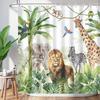 Wildtier Duschvorhang Dschungel Elefant Giraffe Zebra Regenwald Tropisch Safari Badezimmer Heimdeko Wasserdicht Polyester