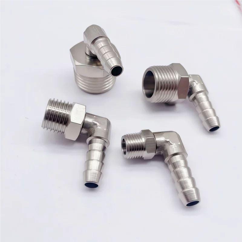 360 Degree Rotary 1/8" 1/4" 3/8" 1/2" BSPT Male x 6/8/10/12mm Hose Barb Nickel Plated Brass Elbow Pipe Fitting Pneumatic Air
