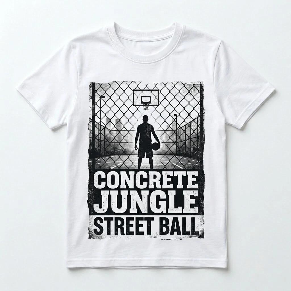 Concrete Jungle Street Ball T-Shirt - Urban Basketball Graphic Tee XXXXL