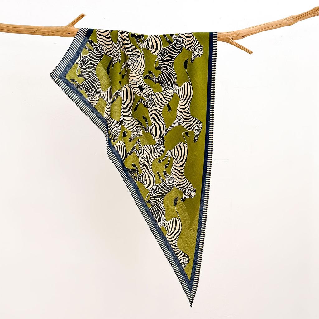 Retro Cotton and Linen Feel Triangular Silk Scarf Women's Four-season Versatile Neck Protection Scarf Headscarf Commuting Accessories Scarf