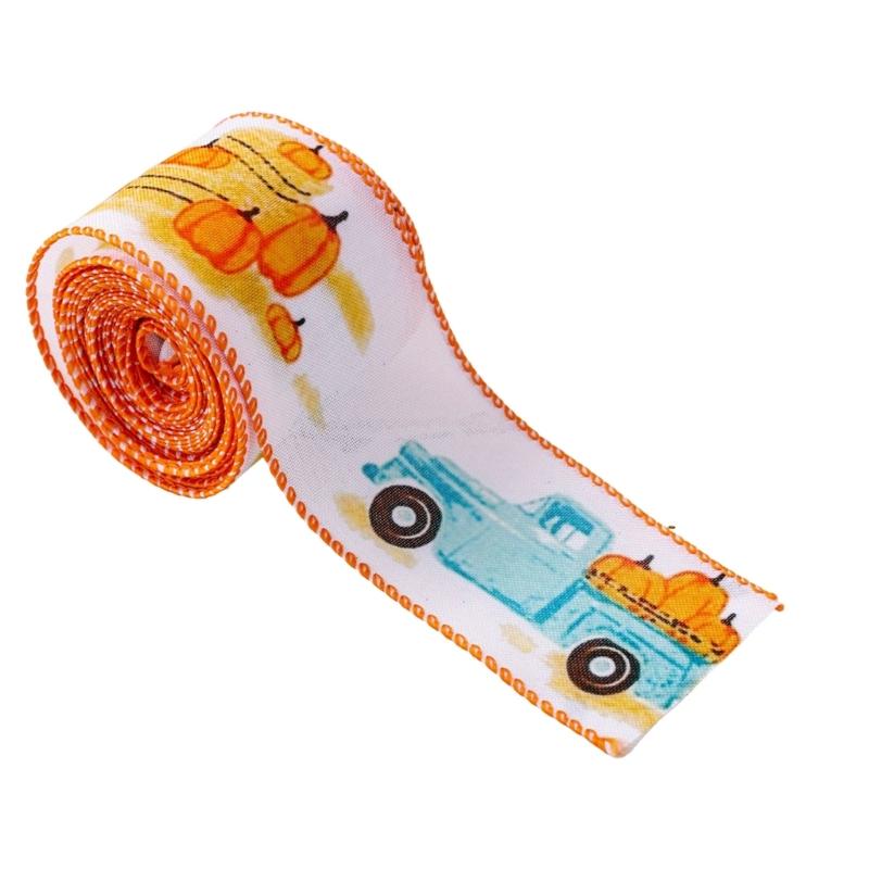 Thanksgiving 5 Yards Pumpkin Orange Ribbon for Crafting and Gift Wrapping Fall Harvest Polyester Ribbons