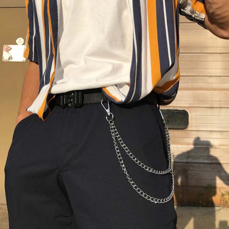 Punk Metal Double Layered Pants Chain for Men Women New Hip Hop Silver Color Jeans Waist Chain Party Jewelry Accessories