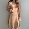 Herbst/Winter 2026 Zopfmuster Patchwork Taillenbetontes Kleid - Eleganter & Schlankmachender High-Waist Stil für Damen