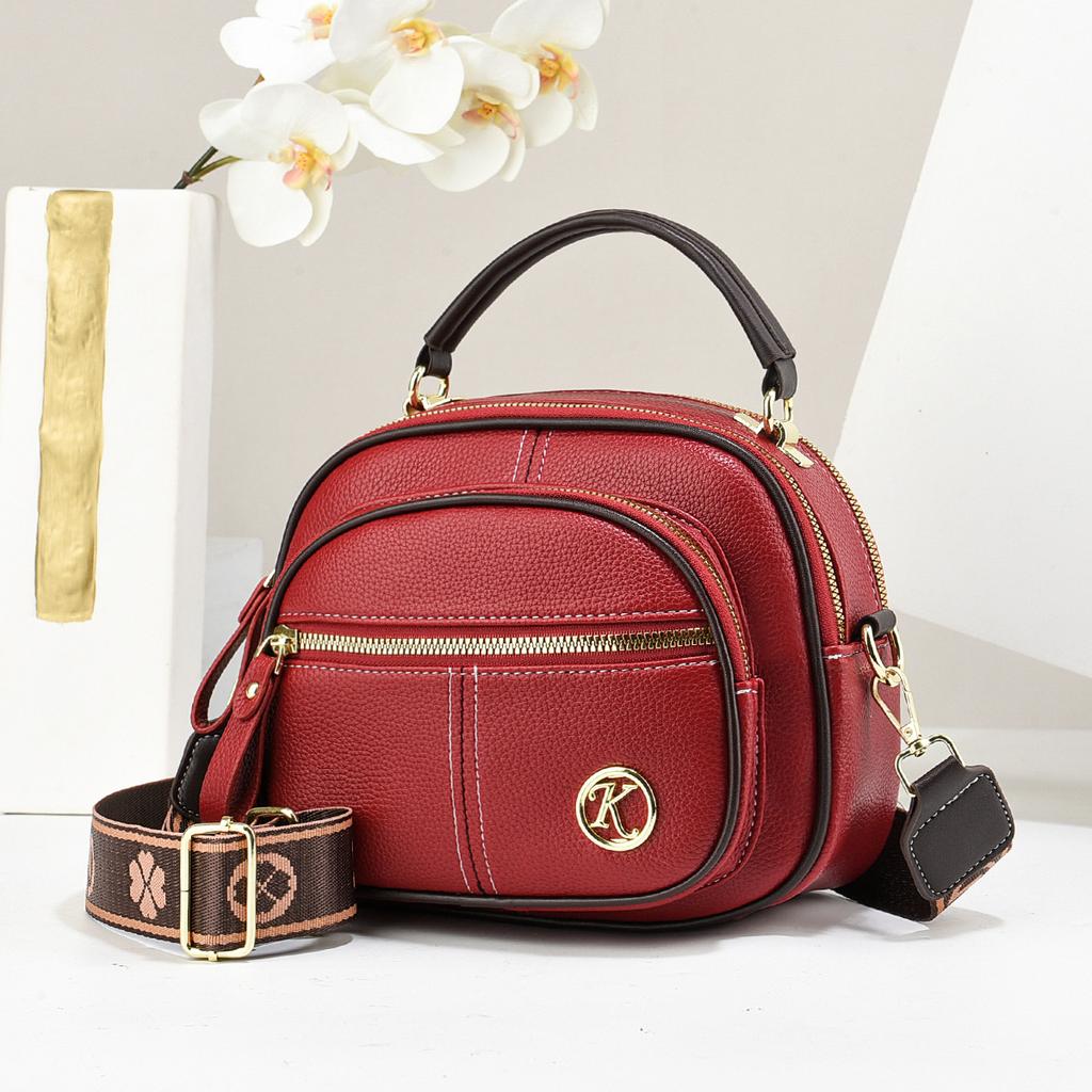 Crossbody Bag New Women's Bag Round Shoulder Handbag Wide Shoulder Strap Fashion Women's Bag