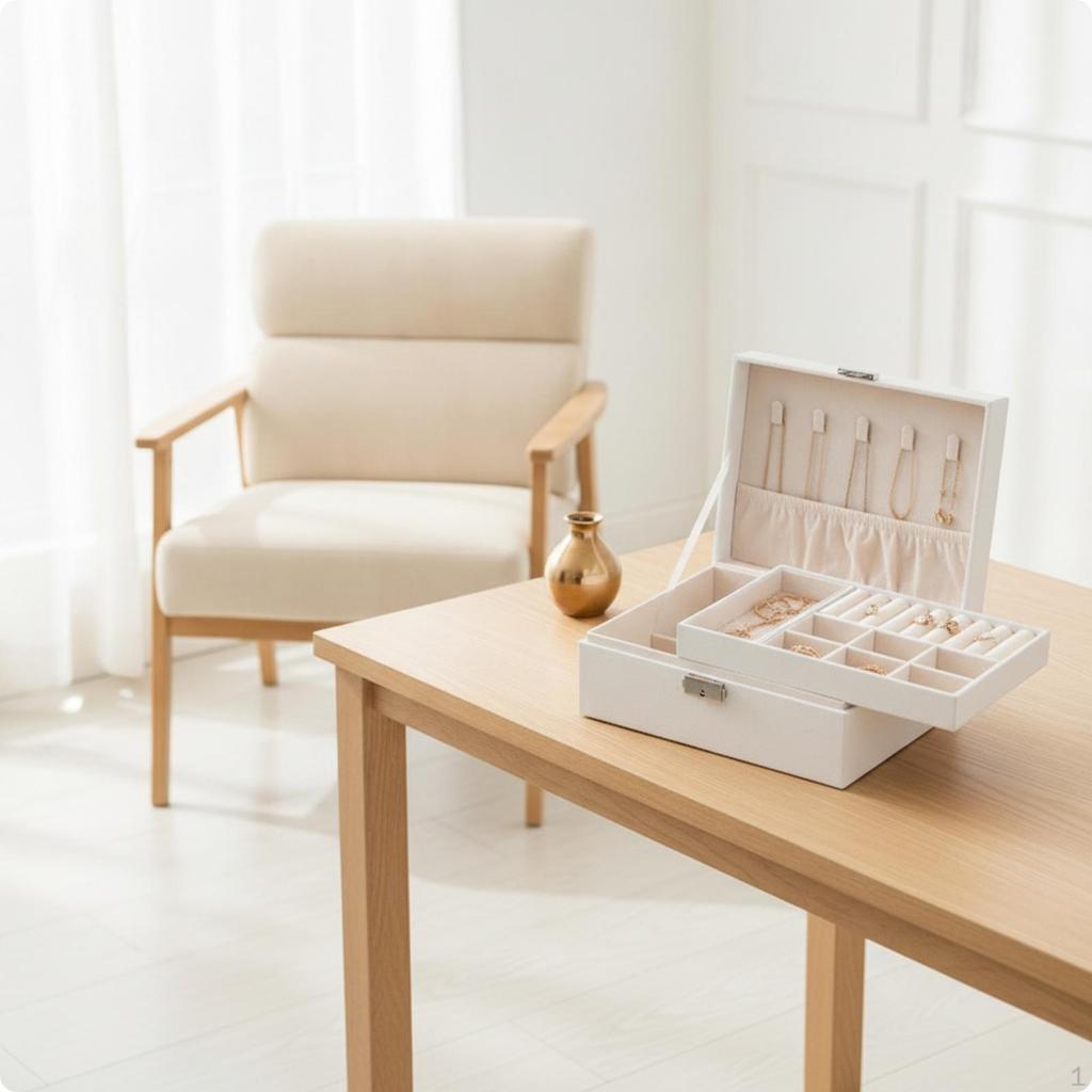 DoubleLayer Jewelry Box LeatherLike with Removable Tray Sturdy Exterior for Women,