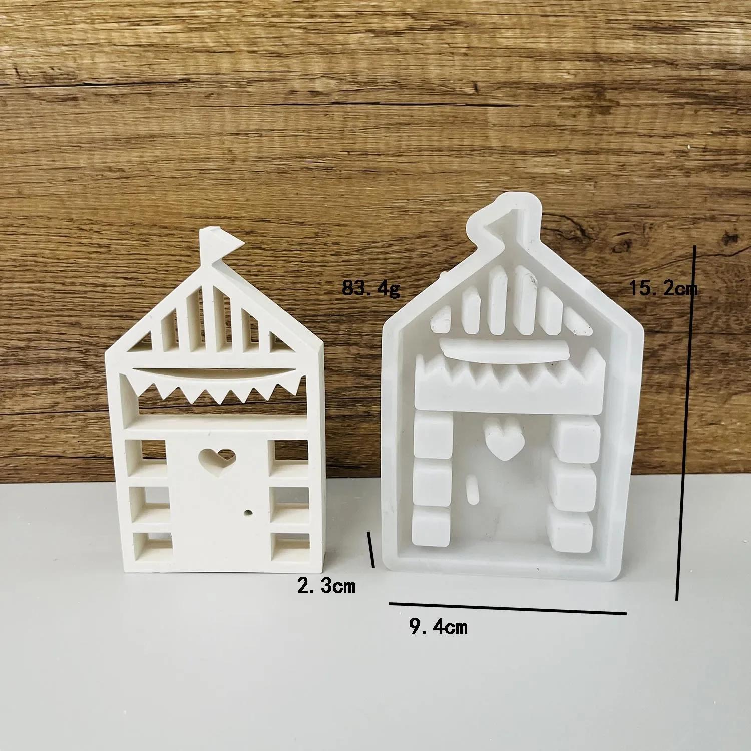 

Beach House Silicone Mold With Heart Summer Sea Houses Concrete Mould Holiday Handmade Casting Mould Wholesale 15.2x9.4x2.3cm білий