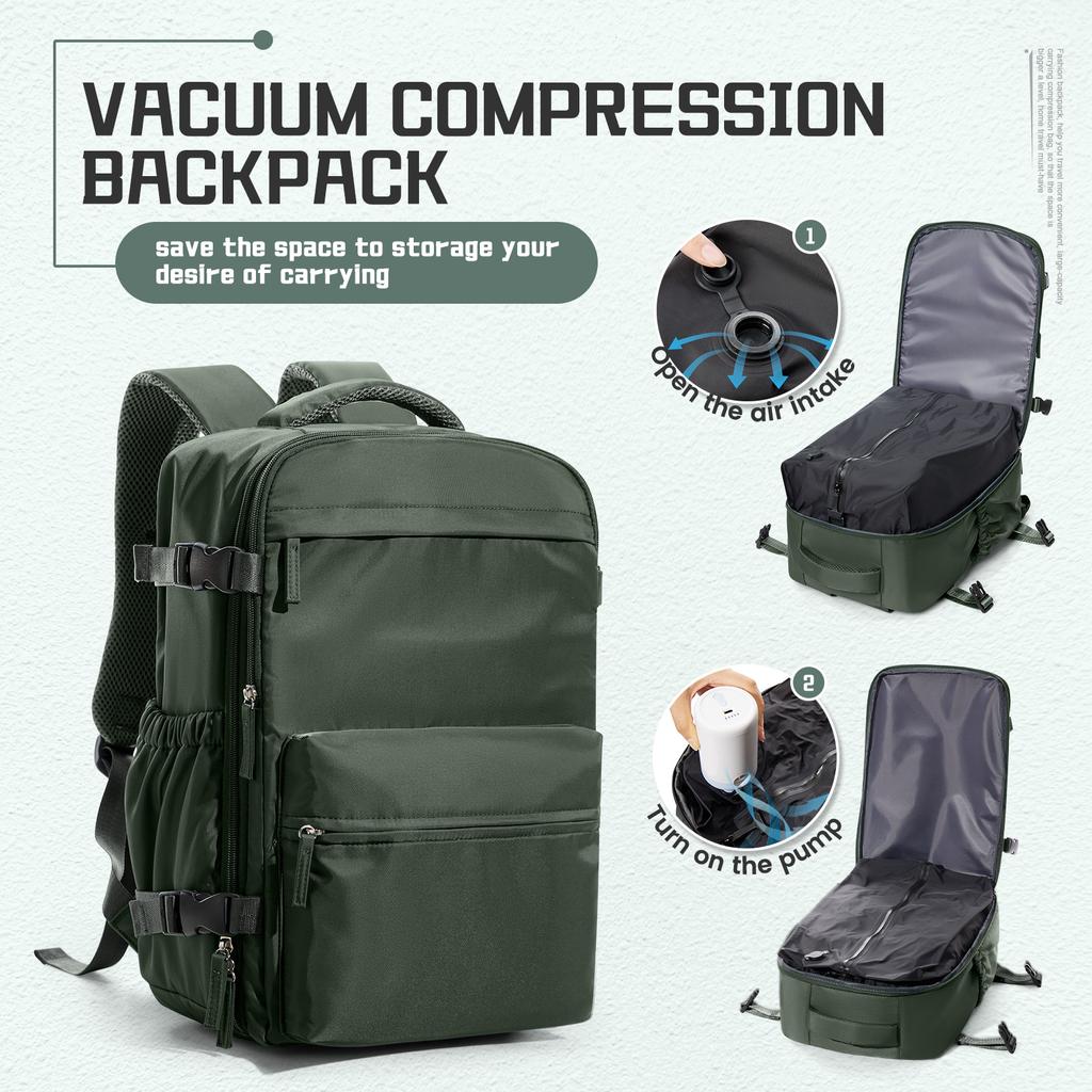 Men Vacuum Compression Backpack 15.6In Laptop Backpack Expand Hiking Vacuum Travel Backpack, Ryanair Backpack 40X20X25 Cabin Bag