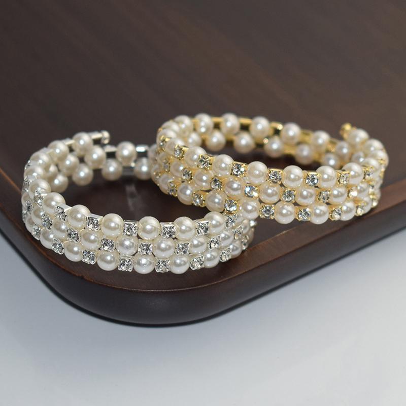 Elegant Crystal Imitation Pearl Bracelet Multilayer Stretchable Pearl Bracelet