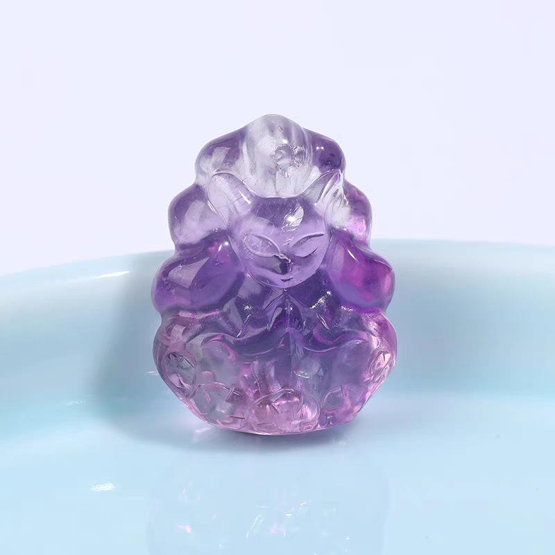

Amethyst Nine-Tailed Fox Pendant Carving for DIY Jewelry Bracelet 20x16mm