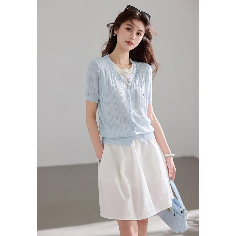 VICTORIA&VERA Faux Two-Piece Knit Top with Bow Detail