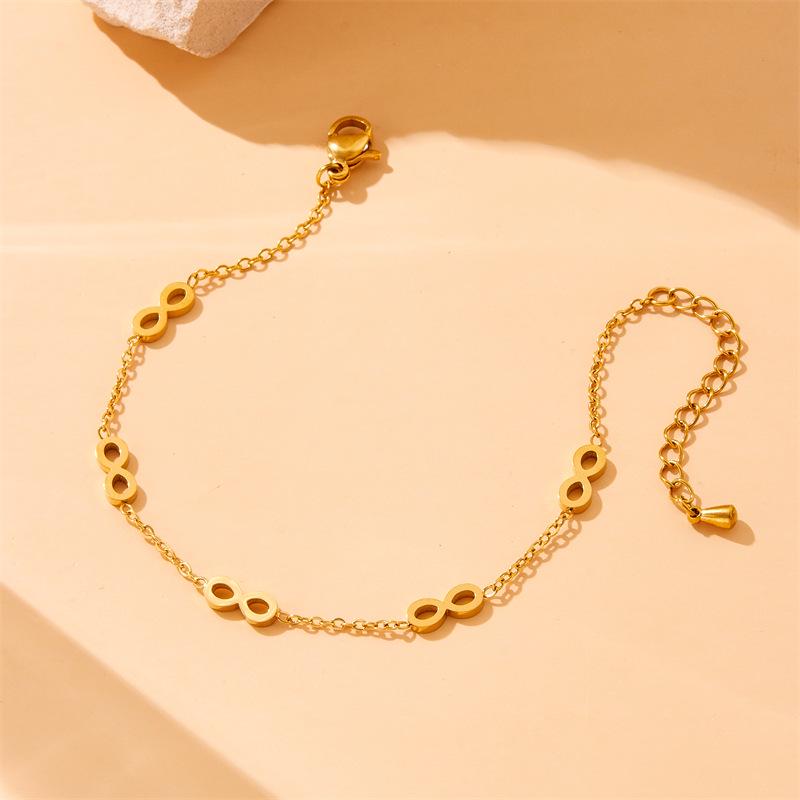 Fashion Korean Style Gold-Plated Stainless Steel 8-Shape Necklace, Earrings & Bracelet Set