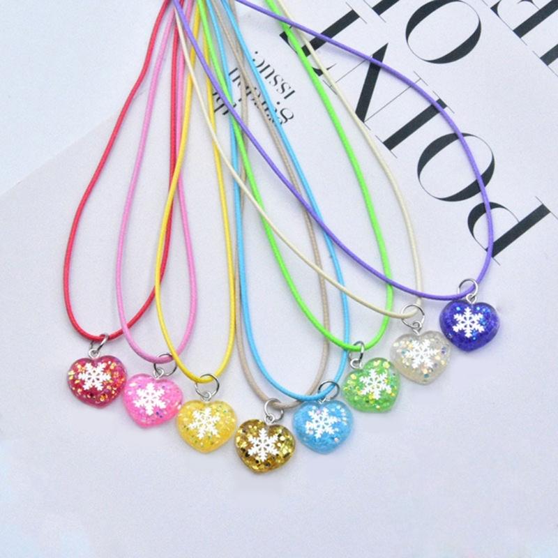 Fashion Acrylic Heart Pendant Necklaces for Women Hot Girls Snowflake Necklace