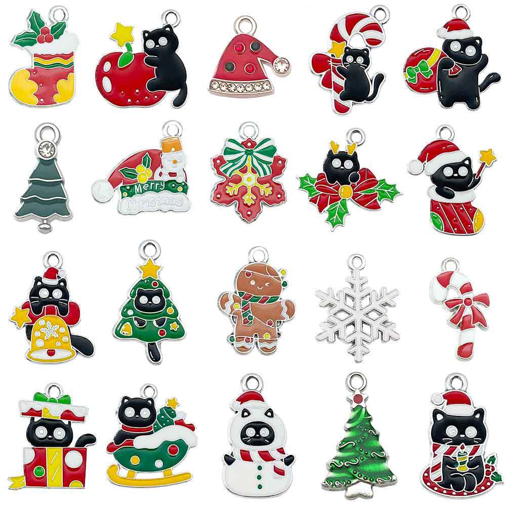 Christmas Series Accessories Pendant Handmade Diy Bracelet Necklace Keychain Earring Pendant Santa Claus Reindeer Snowflakes