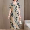 Elegant Long Dresses for Women Plus Size Loose Short Sleeve Vintage Dress Summer Middle-aged Women's Clothing
